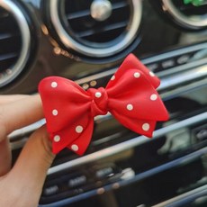 펄리본 차량용 석고방향제 자동차 신차선물 송풍구 차량용품 여성용, L. 빨간색 물방울 무늬 리본