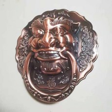 無品牌 新款裝飾門環獸頭老式門虎頭復古獅子頭門環庭院仿古門環獸首配件, 紅古銅鋁合金灌注獸頭 一個 ,寬12釐米高13.5釐米