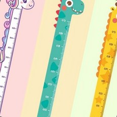 어린이 키재기 스티커 애니멀 디자인 성장측정 벽부착 간편설치, 공룡