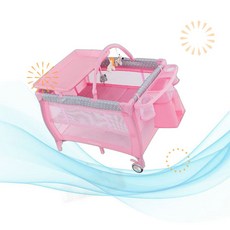 BABY JOY 베이비조이 기저귀 교환대 3in1 휴대용 팩앤플레이 바시넷 교환대 브레이크 바퀴 대용량 수납 선반 M9