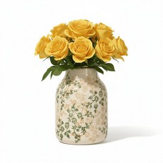 ECLATIS Geniff 소박한 빈티지 세라믹 꽃병 19.8cm7.8인치 베이지 및 그린 장식 홈 데코 거실 다이닝 룸 책장 사무실 TV 스탠드 테이블 장식용 미적, ECLATIS Geniff 소박한 빈티지 세라믹 꽃병,