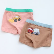 Sangkoma 男童款重型機械四角內褲 2件組 推土機 混凝土車