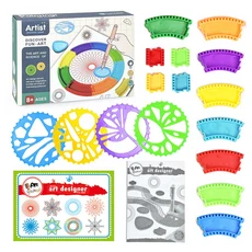 기하학 Spirograph 드로잉 스텐실 세트 그림 템플릿 미술 공예 크리 에이 티브 키즈 교육 장난감 다양한 꽃, 02 18pcs no pen