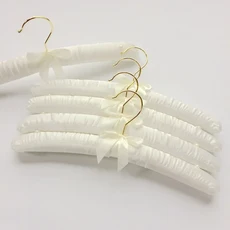 후크와 스폰지 옷 걸이 실크 새틴 패브릭 핀 바느질 버튼 미끄럼 방지 웨딩 드레스 흰색, 02 35cm white