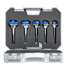 5Pcs 15-35mm Forstner 드릴 비트 세트 목공 플랫 윙 드릴 조절식 힌지 홀 익스텐더(보관 케이스 포함)