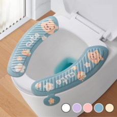 아이엔엠디 붙이는 변기 시트 커버 접착형 욕실 보온, 블루