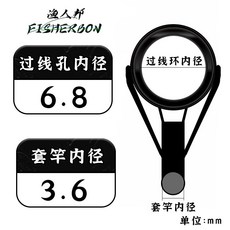 漁人邦 全黑-STST 漁具海竿頂環 不鏽鋼導環 導眼 尖環 過線環 陶瓷環 磁環 路亞遠投魚竿配件, 套竿內徑-3.6mm