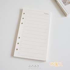 JOJO A6 活頁替芯 橫線筆記內頁 45張入, 1個, A6 ToDo, 白