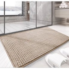 MUSE 家居 雪尼爾地墊 加厚吸水浴室地墊 防滑腳踏墊 25色可選, 淺卡其, 1個