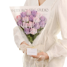 에버리즈 DIY 모루 꽃다발 만들기 세트, 1세트, 05. 크림퍼플 튤립