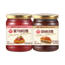 오뚜기 딸기버터쨈 280g + 앙버터쨈 280g 혼합 세트 딸기 통팥앙금 버터쨈, 560g, 1개