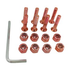 8 조각 스케이트 보드 하드웨어 세트 스케이트 볼트 부품 표준 롱 보드 육각 키 렌치 장착 나사 장착 볼트 세트, 주황색, 탄소강 전기도금, 1개