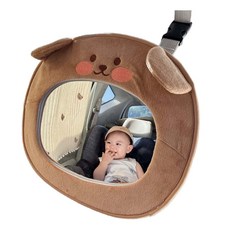 寶寶車用觀察鏡 可愛動物造型 後視安全鏡, 1個, 咖啡熊, 咖啡色