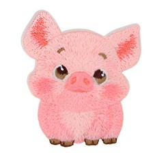 비브랜드 12 띠 접착식 와펜 동물 자수 패치, 3개, 돼지