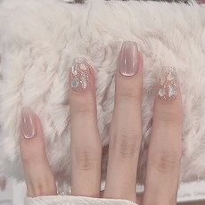 穿戴甲甲片高級感手工法式豹紋貓眼美甲片女士預製假指甲, 1個, BY1847宛如溫玉:手工甲XS碼#10片/袋