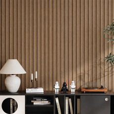 살림장인 판판해서 더 고급스러운 붙이는 템바보드 우드 단열 시트지 벽지 10개입, 브라운