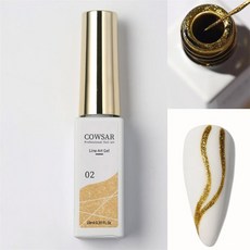 10ml 라인 아트 젤 드로잉 라인 페인트 젤 6 색 반짝이 DIY 반영구적 네일 아트 디자인 페인팅 젤 광택 매니큐어, 04 02 gold, 1개