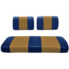 야마하 G-2/G-9 골프카트용 시트 커버 교체 - 전면 벤치 프리미엄 마린 비닐 5개 패널 스티칭 스테이플로 고정하는 설치 방식 투톤 골프카트 화이트, 파랑 & 황갈색