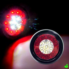 GS C-005 C-007 C-008 C-009호환 12V-24V 교체용 원형 3WAY LED테일램프 레드링-화이트LED 데루등 후미등 후방표시등 후방시그널, 12V용