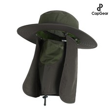 넥커버 일체형 사파리 모자 등산 캠핑 햇빛가리개 단체 챙모자, 카키