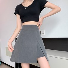 IFaith 休閒A字裙 半身裙 褲裙 大碼 不規則防走光 高腰裙 開衩裙 短裙 S0019