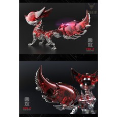 龍零 FOX-Z 機動靈狐 鋼魔獸機械狐狸 金屬拼裝模型 火狐寒緋版 3D立體可動機甲, 1個, 火狐-寒緋