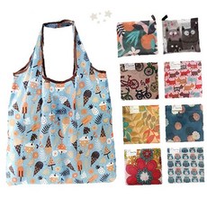 접이식 휴대 쇼핑백 시장 마트 장보기 가방 방수 경량 수납 파우치 일체형 다양한, 1개, 13.키티