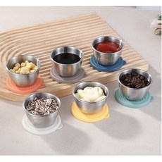 웍픽샵 스테인리스 304 미니 소스통 6컬러/ 새지않는 도시락 소스 용기, 6개, 80ml