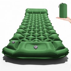 야외 캠핑용 에어매트리스 침낭 베개 포함 초경량 내장형 펌프 하이킹, 2366Army green
