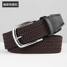 스트레치 우븐 투어 다크네이비 골프 벨트 퍼포먼스 화이트, 1개, M. 실버 버클