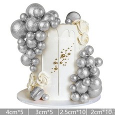 반짝이 골드 공 케이크 색 스팽글 생일 샤워 웨딩 장식, 1개, 4. Silver