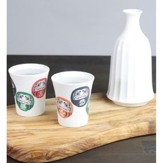 丸モ高木陶器 日本製 溫感富士山/達摩 清酒杯 禮盒裝 隨溫度變色 世界遺產富士山, 1個, 達摩