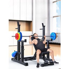 높이조절 하프바벨 거치대 복근운동 바벨 스탠드랙 철봉 벤치프레스, 검정 연결형 스쿼트랙덤벨 벤치