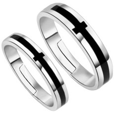 十字水鑽開口戒指 B124 (男女款)