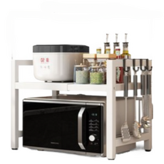 伸縮微波爐架烤箱架，廚房置物架多功能收納架，電鍋電器架【CC0542】, 02.白_超取限制 1件