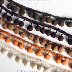 패브릭샵 폼폼레이스 브라운톤솜방울 5컬러, 카멜