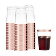 玫瑰金邊透明杯 10oz/300ml 派對適用, 1套, 300ml, 50個裝
