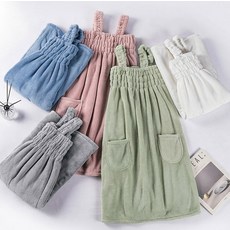 밴딩 원피스 샤워가운 목욕 흡수력 좋은 여성용 홈웨어 친구 선물, 그린