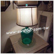 鄉村玻璃底座台燈/綠色 臥室檯燈 床頭燈