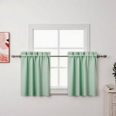 2패널 빛 차단 RV 주방 창문 커튼 레이어 - 로드 포켓이 있는 짧은 패널 RV에 적합