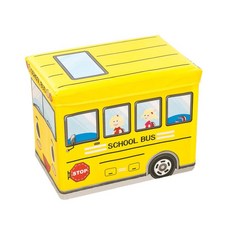 달과6펜스 아동 장난감 수납함 귀여운 캐릭터 정리함 책 자동차 보관 박스, 1개, 옐로우 학교차 트레일러