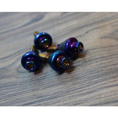 HMP 白鐵鍍鈦 傳動蓋專用螺絲 含彩鈦墊片 勁戰用6m 含橡膠塞 全CNC打孔切銷造型, 1個