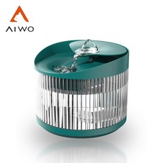 艾窩 AIWO 是貓的 自動活泉飲水機 精品設計 多層淨化 循環過濾 靜音 食品環保材質 防止水流溢出, 1個, 森林綠