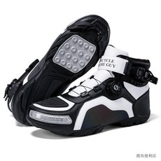 四季新款防滑透氣騎行靴 臺灣出貨 通勤越野摩托車拉力裝備, 黑白【鞋頭防撞 安全設計】,45