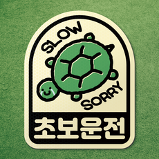 왕 초보 운전 반사 자석 스티커 탈부착 차량 면허 연수 노랑 마그네틱 마그넷 자동차, 1개, 아이보리-아치형 거북이