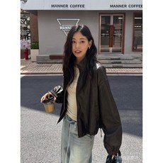 韓版小個子皮衣夾克，時尚短款減齡外套，展現您的青春活力, 1個, 咖色,均碼