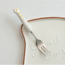 台灣現貨秒發 餐具 不銹鋼餐具 湯匙 叉子 攜帶式餐具組 可愛餐具 環保餐具 便攜餐具 造型餐具 上學餐具 便當餐具, T43 白萌虎叉子, 1個