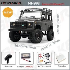 오프로드 몬스터 4WD 산악 RC카 원격 대형 무선 4wd 4륜 입문용 rc카 선물, mn99s-1B1200