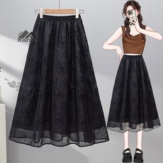 POMTOR 여름 장미꽃 여성치마 빅 사이즈 루즈핏 캐주얼 A라인 스커트