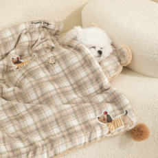 레이지플래닛 반려동물 겨울 보온 리버서블 담요이불 베개 2종 세트, 1세트, 브라운